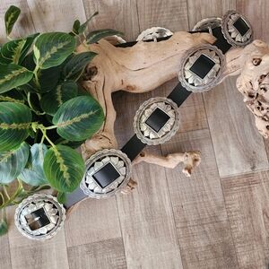 Brighton Black Leather Sunflower Concho Belt